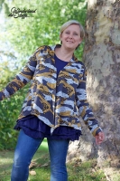 Strickstoff Camouflage angeraut, ocker