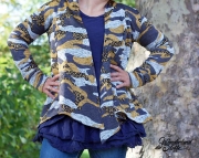 Strickstoff Camouflage angeraut, ocker