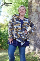 Strickstoff Camouflage angeraut, ocker