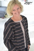 Boucle Streifen Mantelstoff anthrazit altrosa blau