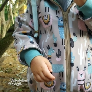Softshell Jackenstoff Lamas Kaktus, rosa beige
