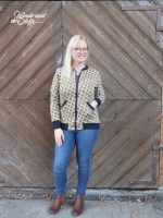 Strickjersey grafisches Muster Rauten, ocker