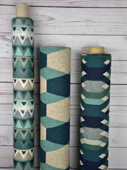 Dekostoff Leinenlook Sechseck, petrol mint