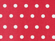 beschichtete Baumwolle Punkte 6mm, wei� auf rot