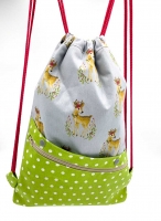 Baumwollstoff Rehe Ranken, grau