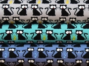 RESTST�CK 32 cm Jersey Katzen, schwarz auf mint