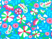 RESTST�CK 46 cm Baumwolle Jolijou Butter Bloom Blumen&Schmetterlinge, t�rkis