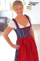 Baumwollstoff Blumenranken Trachtenlook, dunkelblau