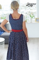 Baumwollstoff Blumenranken Trachtenlook, dunkelblau