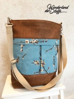 Dekostoff Kirschbl�ten Zweige, rauchblau