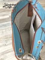 Dekostoff Kirschbl�ten Zweige, rauchblau