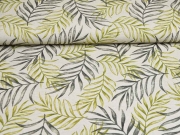 Leinenlook Dekostoff Palmbl�tter, khaki