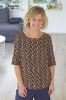 Viskose grafisches Muster italienischer Stil, wei� camel dunkelblau