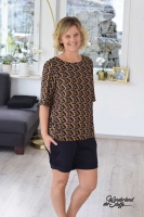 Viskose grafisches Muster italienischer Stil, wei� camel dunkelblau