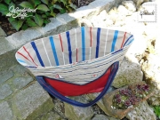 Leinenlook Dekostoff Segelboote, blau wei� rot