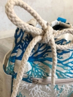 Leinenlook Dekostoff Blockstreifen, blau wei�