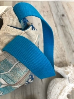 Leinenlook Dekostoff Blockstreifen, blau wei�
