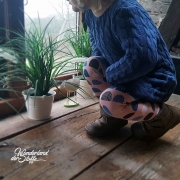 Strickstoff 100% Baumwolle Zopfmuster, jeansblau melange