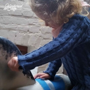 Strickstoff 100% Baumwolle Zopfmuster, jeansblau melange