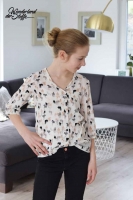Crepe Blusenstoff Zebras, ecru