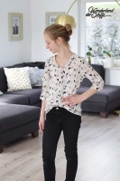 Crepe Blusenstoff Zebras, ecru