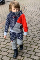 French Terry Sweat wei�er Anker, dunkelblau