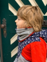 French Terry Sweat wei�er Anker, dunkelblau