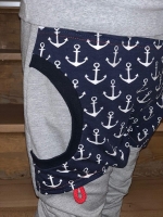 French Terry Sweat wei�er Anker, dunkelblau