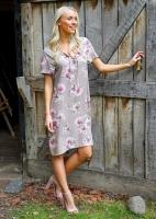 Viskose Blumen Dahlien, dunkelbeige