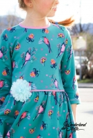 French Terry Sweat V�gel Herzen, rosa petrol