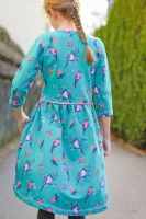 French Terry Sweat V�gel Herzen, rosa petrol