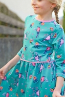 French Terry Sweat V�gel Herzen, rosa petrol