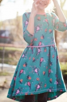 French Terry Sweat V�gel Herzen, rosa petrol