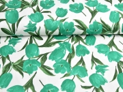 Baumwollsatin Tulpen, gr�n wei�