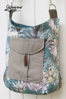 Dekostoff Leinenlook Farbflecken, gr�npetrol natur