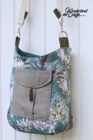 Dekostoff Leinenlook Farbflecken, gr�npetrol natur