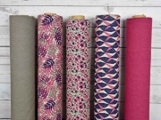 Dekostoff Leinenlook Palmbl�tter, senfgelb natur