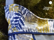 Dekostoff Leinenlook Palmbl�tter, senfgelb natur