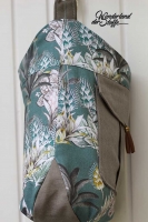 Dekostoff tropische Blumen Half Panama Digitaldruck, petrol