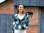 Baumwolle Viskose Palmbl�tter, dunkelblau