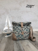 Dekostoff Leinenlook geometrisches Pfeilmuster Waben, gr�npetrol natur