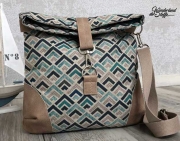 Dekostoff Leinenlook geometrisches Pfeilmuster Waben, gr�npetrol natur