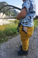 Jersey Streifen 1 cm, ocker wei�