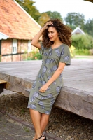 Blusenstoff gro�e Ananas Leinenlook, khaki