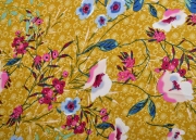 Blusenstoff Satin Blumen, pink ocker