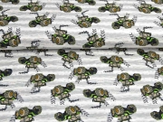 French Terry Sweat Traktor, gr�n hellgrau