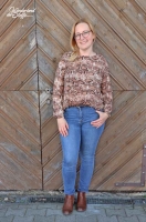 Blusenstoff Crepe Schlangenmuster, braun