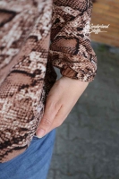 Blusenstoff Crepe Schlangenmuster, braun