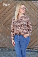 Blusenstoff Crepe Schlangenmuster, braun