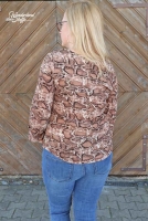 Blusenstoff Crepe Schlangenmuster, braun